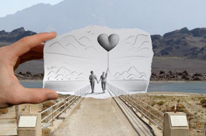 ben heine 手绘铅笔画与现实的合影