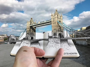 手绘+摄影的3D风景照，让旅游更有纪念意义