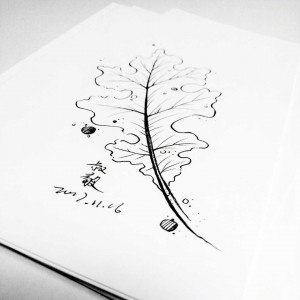 适合作纹身图案的树叶绘画美图