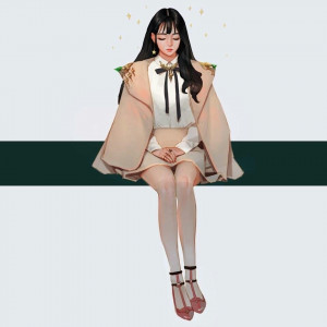 美艳动人的韩系美少女插画图片