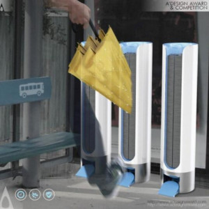 公共汽车站里的干伞机，强烈推荐这种便民创意设计