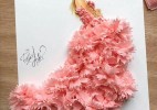 以真花瓣为服装的“真花”时装插图