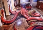 非常逼真的3D章鱼绘画