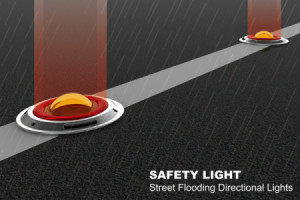 洪水中的应急指路地灯