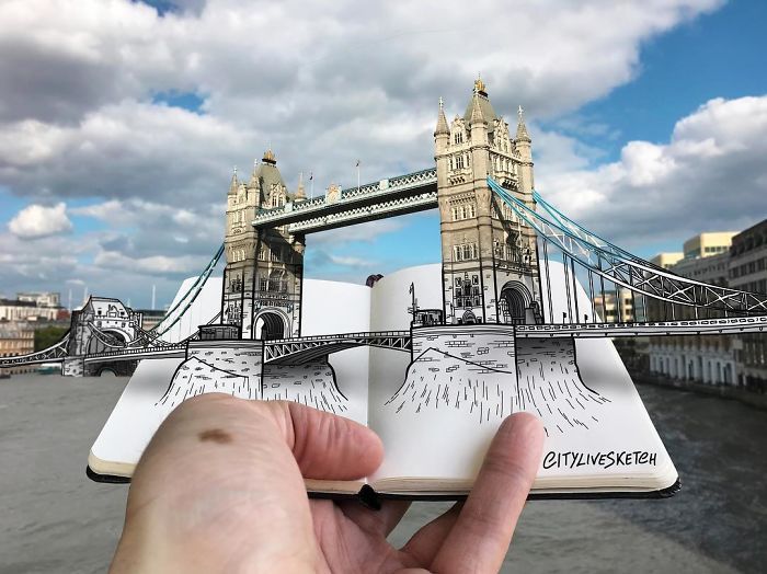 手绘+摄影的3D风景照，让旅游更有纪念意义