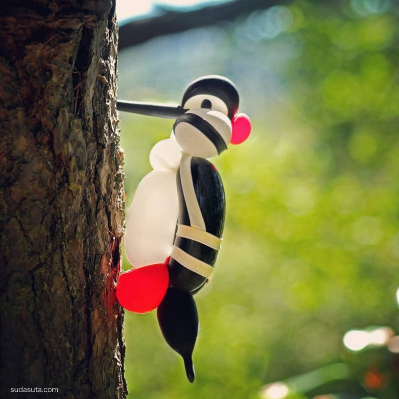 Terry James Cook 创意气球艺术 可爱的林中小鸟