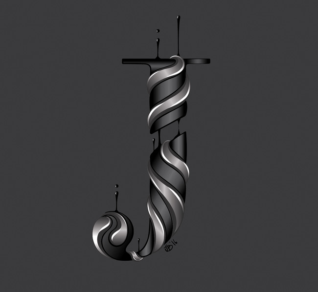 荷兰JoseBernabe酷炫字母和数字的字体特效-字体设计