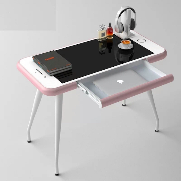 真实比例放大的iphone桌子