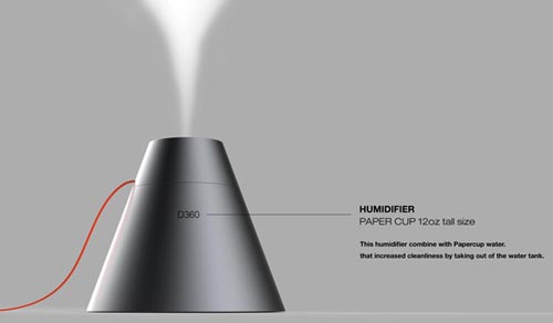 Kim Dae Young设计的创意火山纸杯加湿器