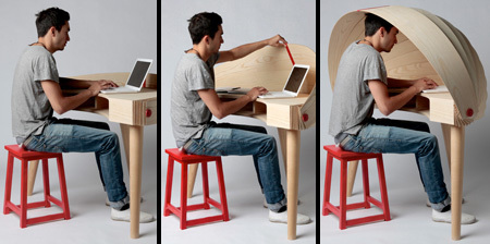 可伸缩木甲壳的概念书桌Duplex Workspace