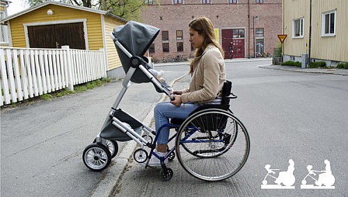 同轮椅完美搭配使用的婴儿车