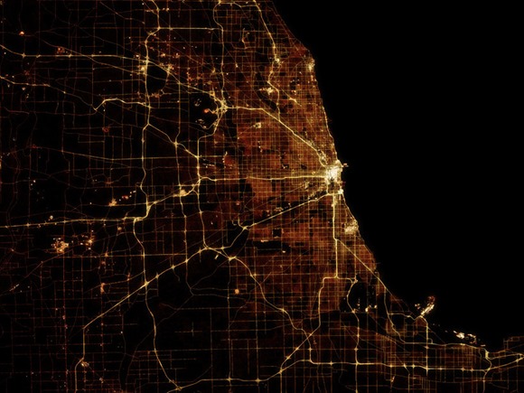 绚丽的城市夜间地图