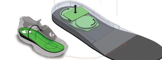 充电鞋垫：将踩地压力转化为电能储存
