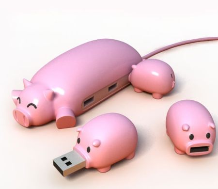 “一窝小猪”优盘+集线器设计