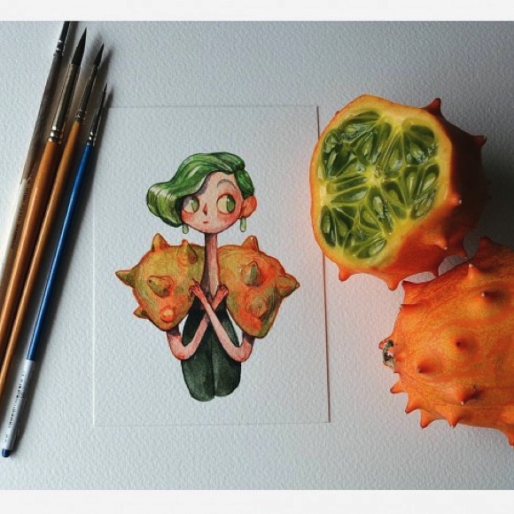 创意绘画：一片水果引发的画作