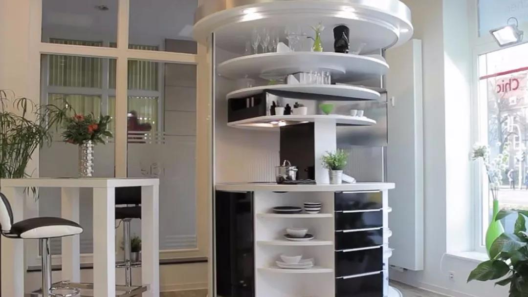 德国一体化微型旋转式厨房 小户型节省空间的神器